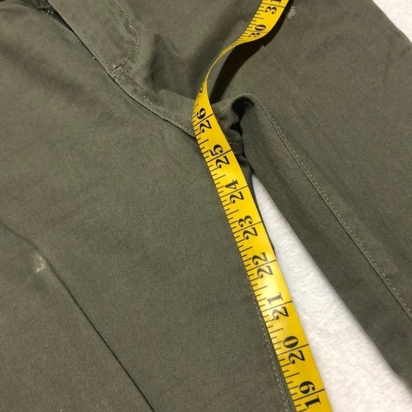 Olive Distressed Skinny Jeans Ripped Knee Ankle Raw Hem‎ Casual Size 5 - Picture 9 of 10